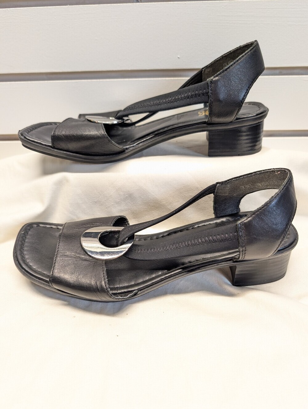Rieker Black Leather Slingback Block Heel Sandals 62662 Size 8 1/2 US/39EU NWOB - Picture 5 of 8